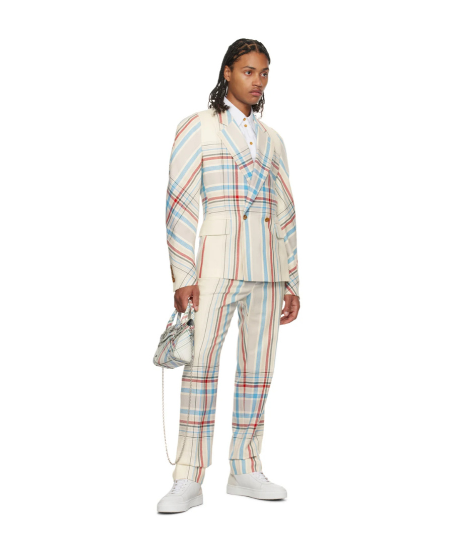 Vivienne Westwood Chris Plaid Suit Jacket In White