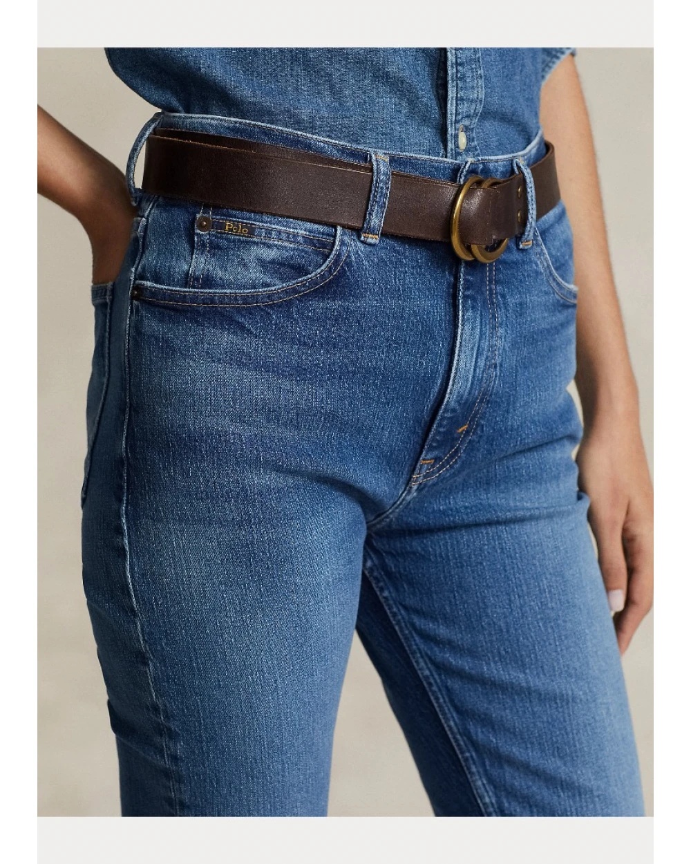 Polo Ralph Lauren High-waisted Flared Jeans With Cropped Leg And Vintage Wash In Blue