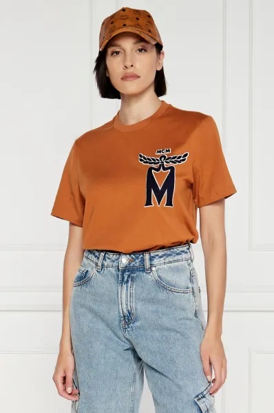 Mcm Logo-patch T-shirt In Orange