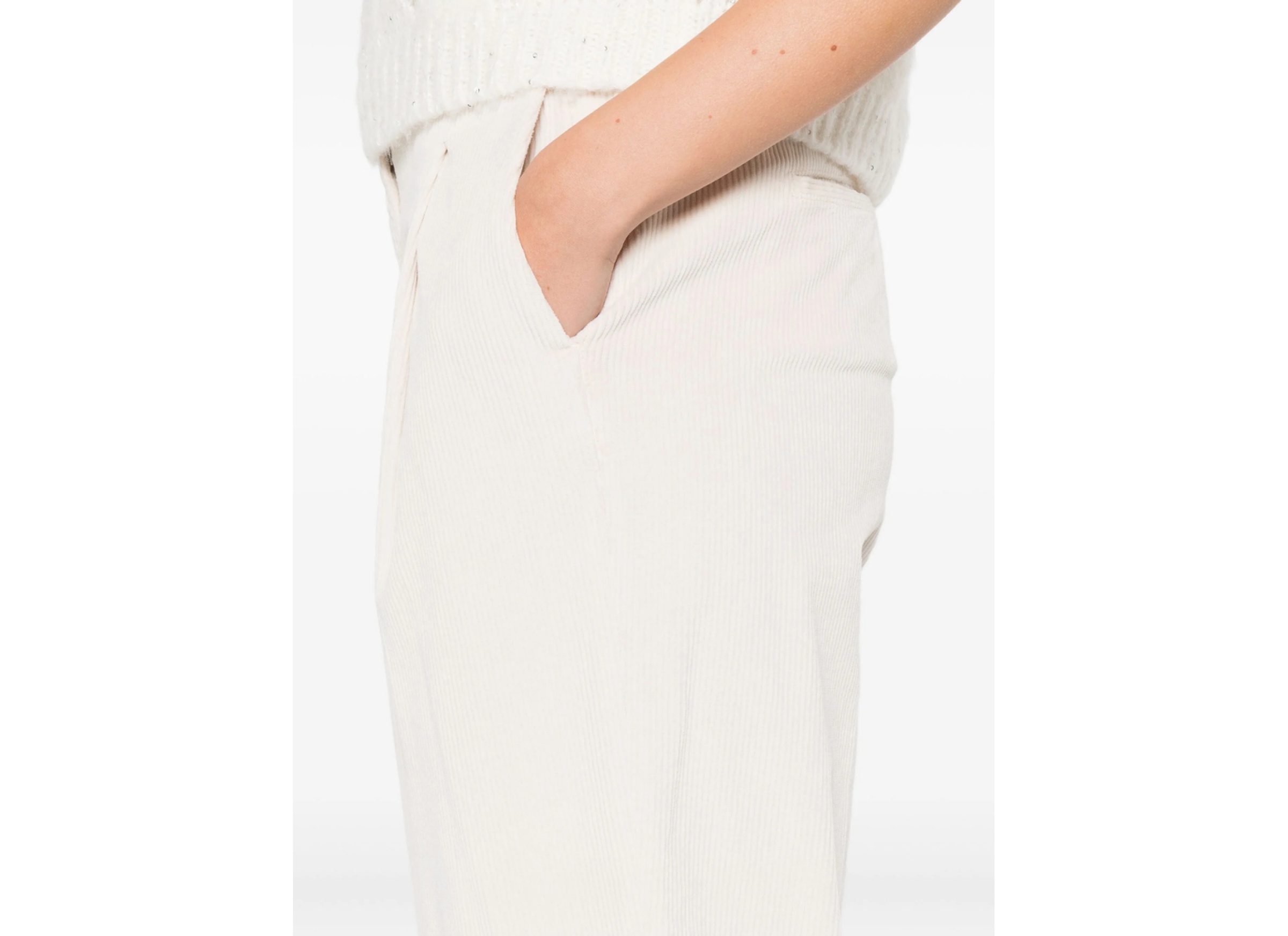 Peserico Corduroy Tapered Trousers In White