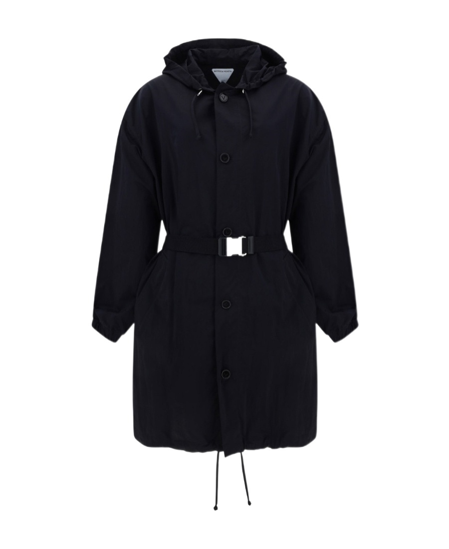 Bottega Veneta Hooded Coat In Black