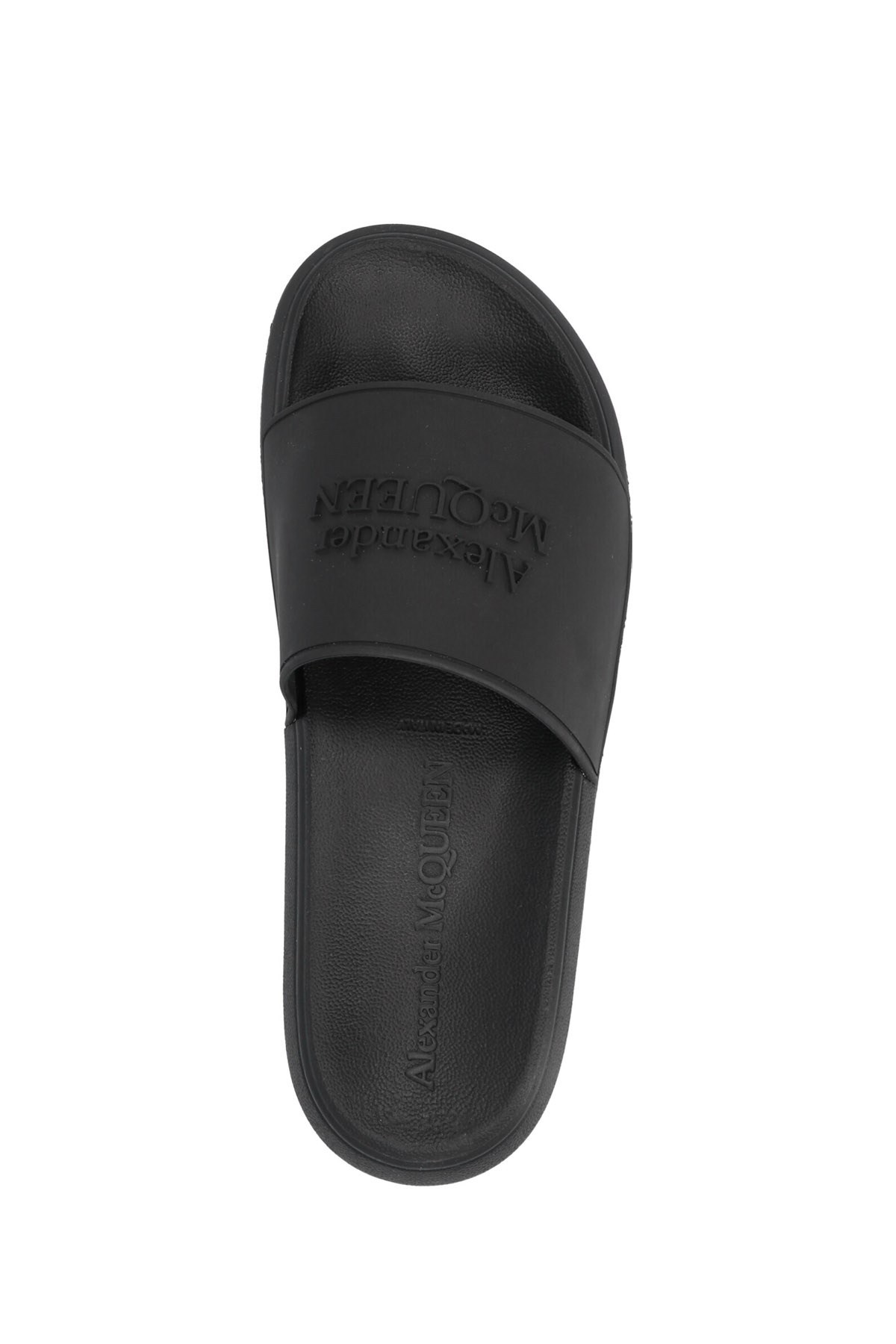 Alexander Mcqueen Logo-patch Open-toe Slides In Black