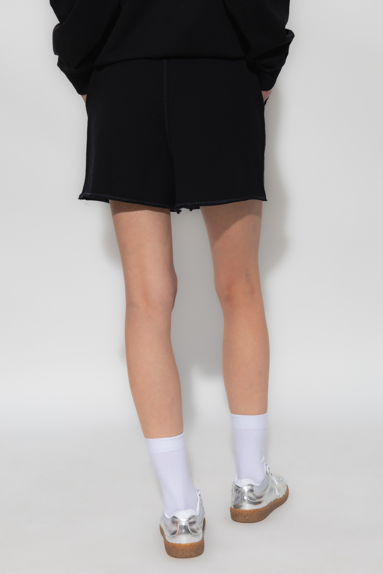 Ganni Cotton Suiting Elasticated Waist Shorts In Black