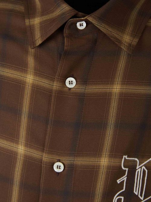 Palm Angels Camicia A Maniche Lunghe Con Monogram In Green