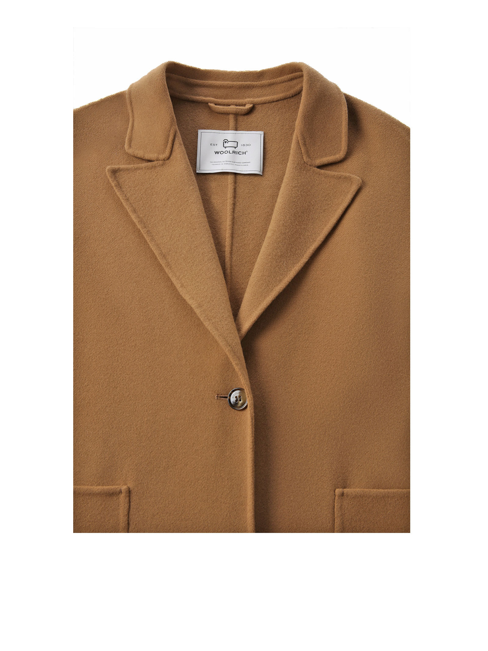 Woolrich Double Wool Coat In Brown