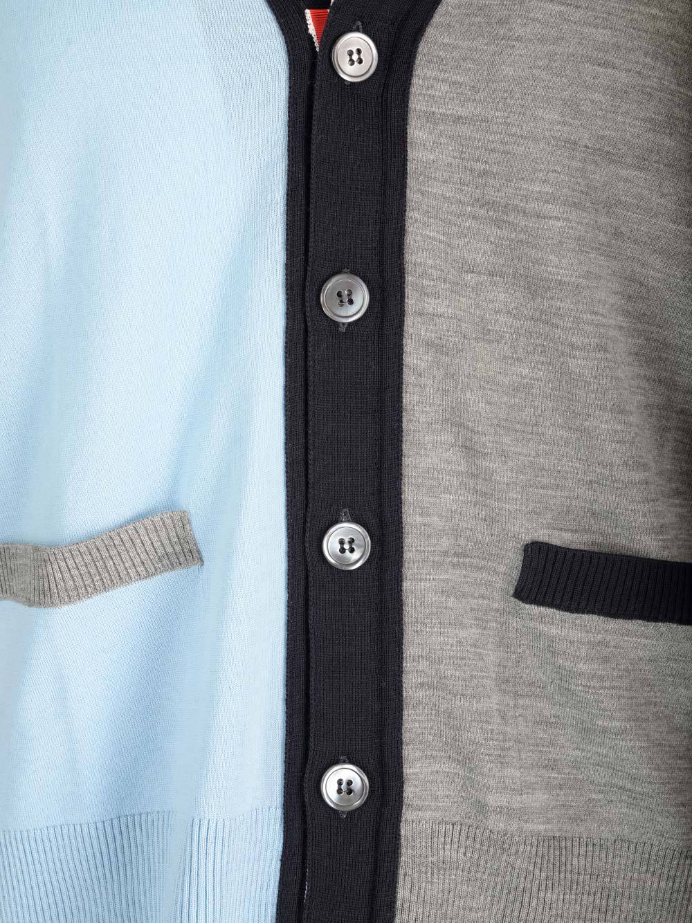 Shop Thom Browne 4-bar Stripe V-neck Cardigan In Gray