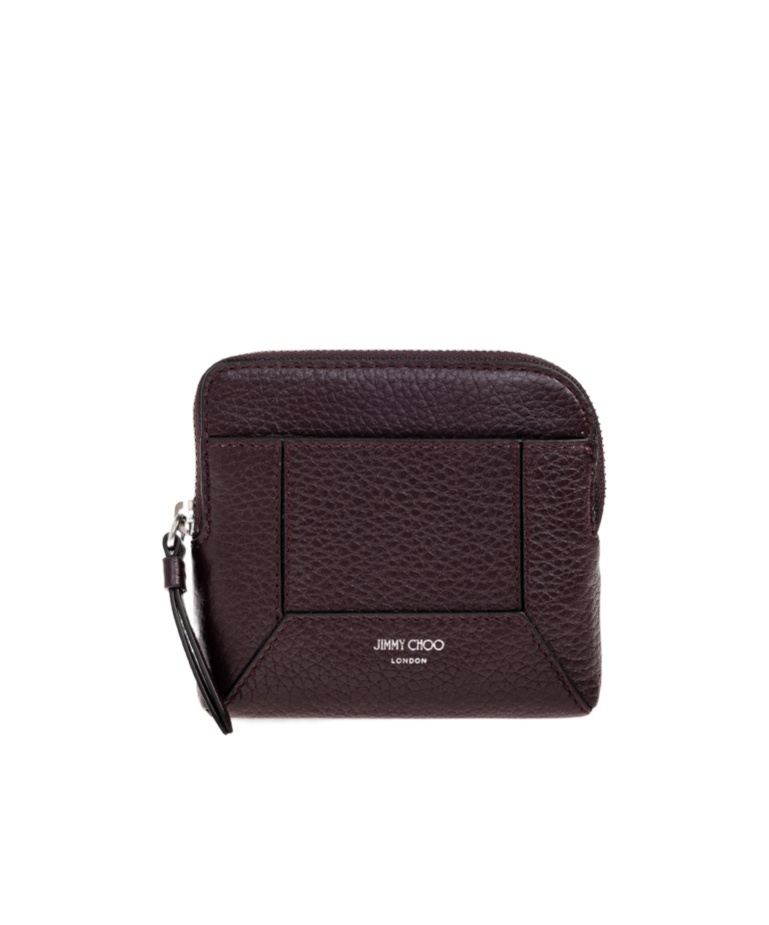 Jimmy Choo Zipper Card Holder In Burgundy