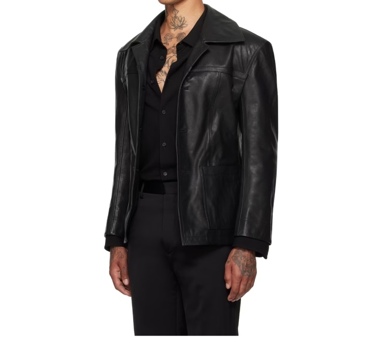 Lu'u Dan Long-sleeved Leather Jacket In Black