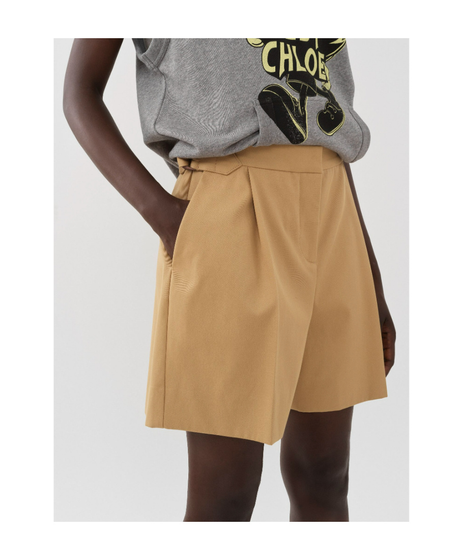Shop See By Chloé Pleated Tailored Shorts In Nude
