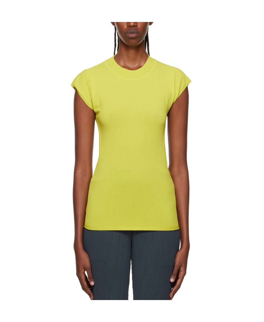 Issey Miyake Hollowed-out Plain Plain Short-sleeved T-shirt In Green