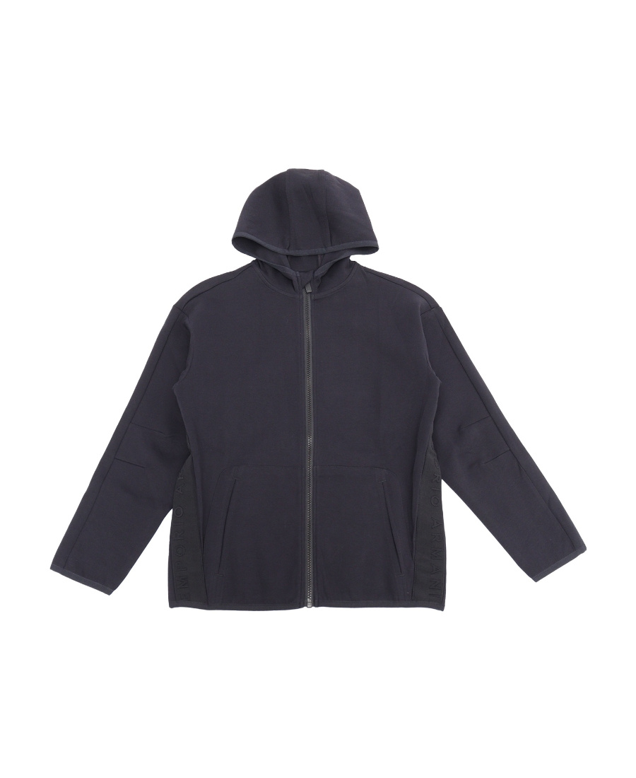Emporio Armani Logo-embossed Hooded Jacket In Black