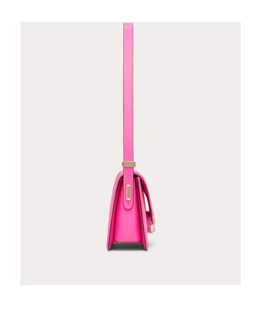 Valentino Small Letter Smooth-grain Shoulder Bag In Pink