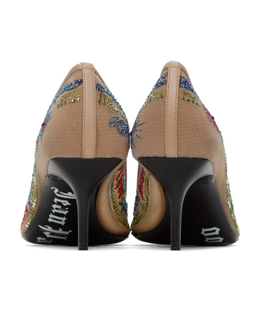 Jimmy Choo X Jean Paul Gaultier Embellished Mesh Pumps In Brown