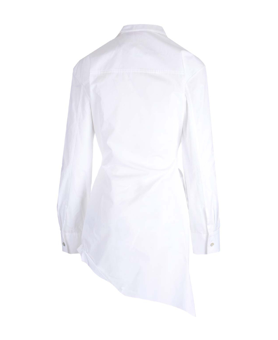 Off-white Draped Asymmetric Cotton-poplin Shirt Dress In White