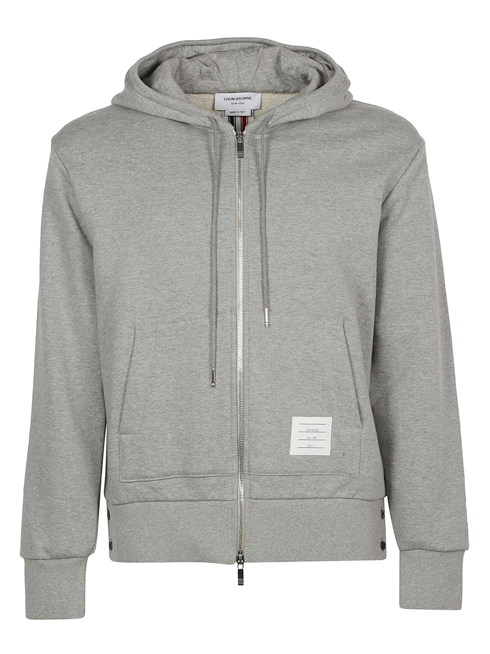 Thom Browne Center-back Stripe Zip-up Hoodie In Gray