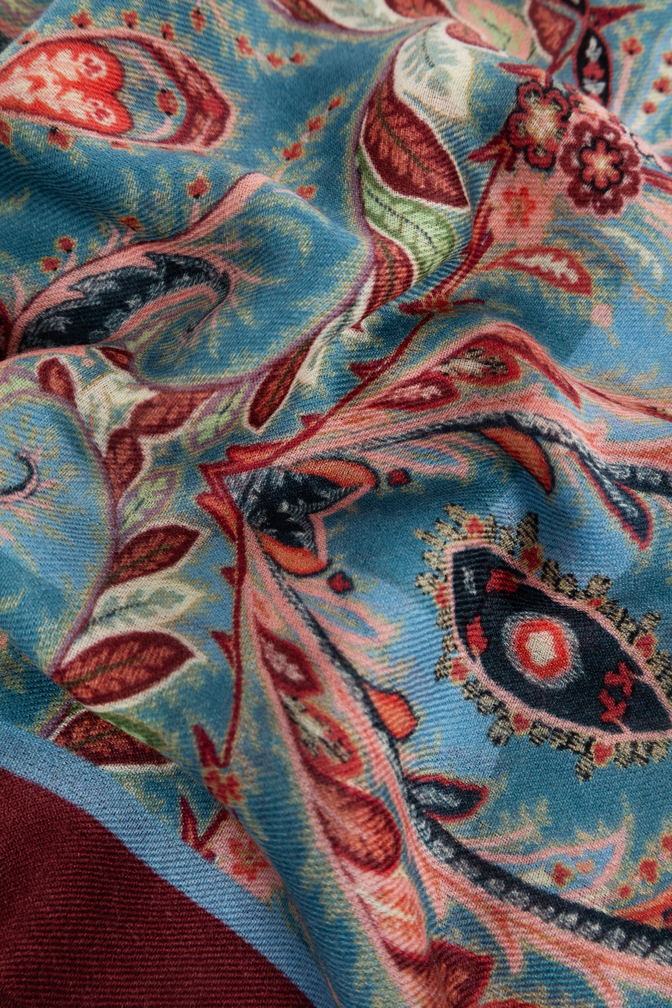 Etro Wool And Cashmere Scarf With Placed Print In Multi