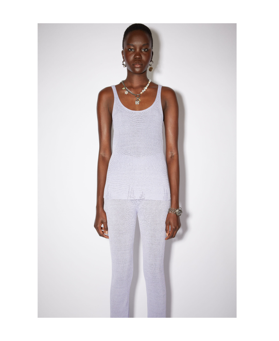 Acne Studios Purple Linen Rib Knit Tank Top In Purple