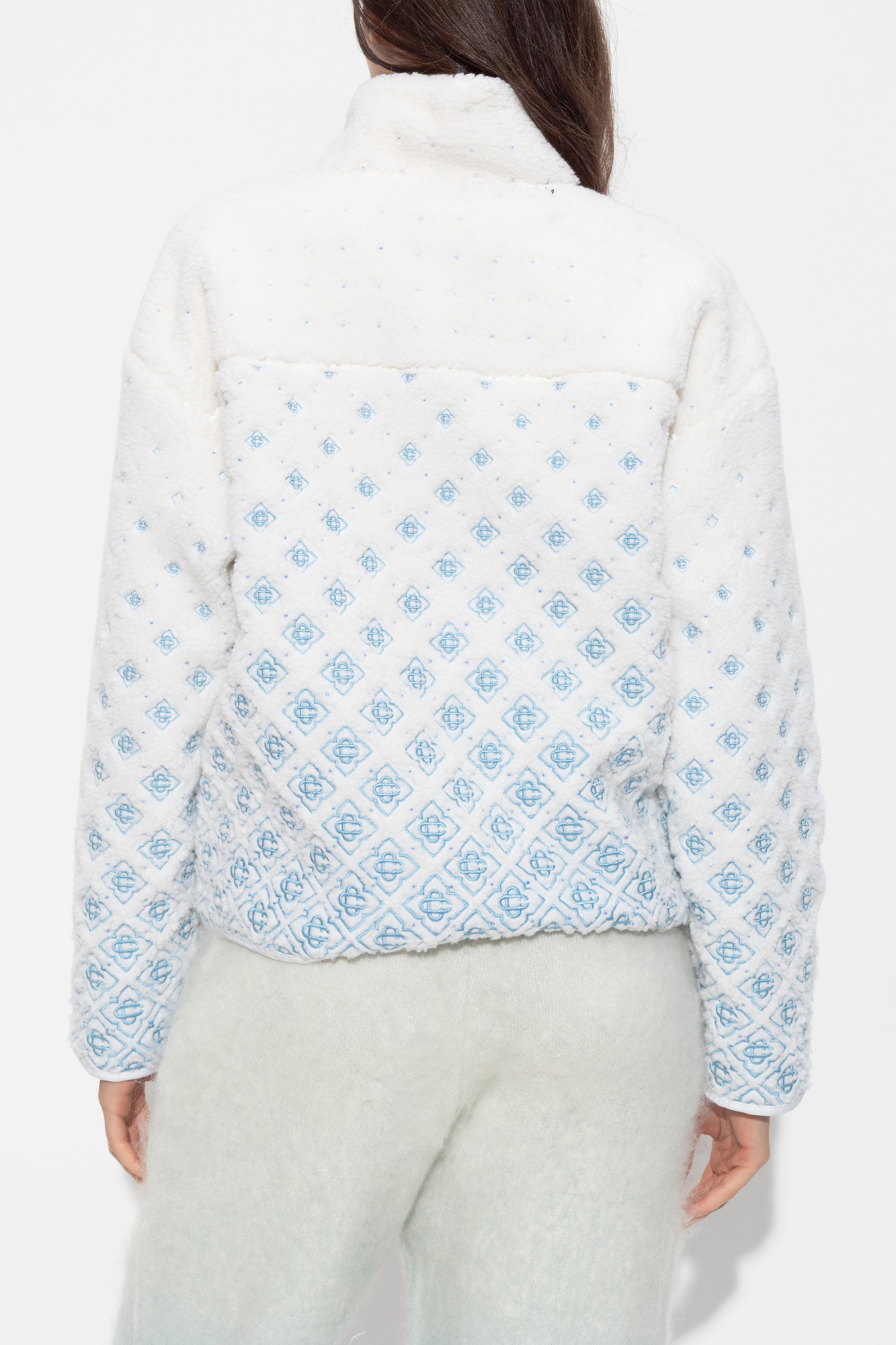 Casablanca Alphabet Pattern Zipper Hoodie In White