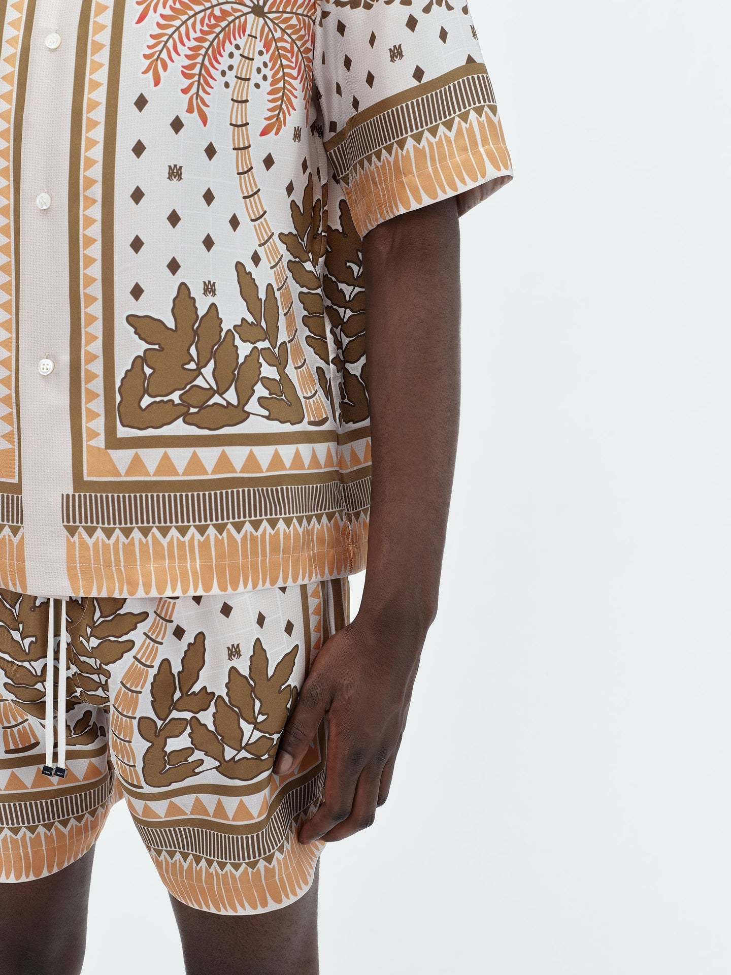Amiri Palm Tree Bowling Silk Shirt In White