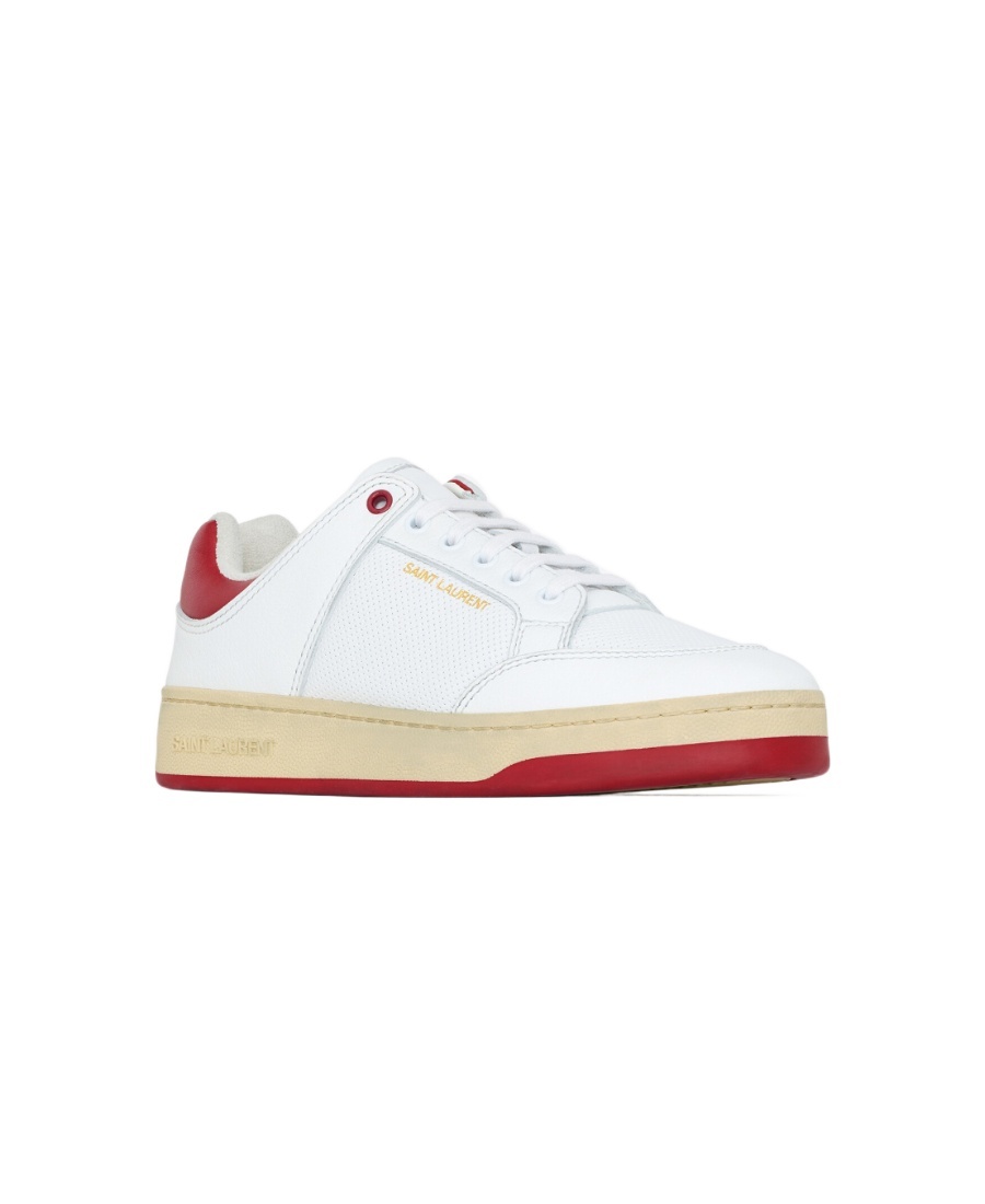 Shop Saint Laurent Sl/61 Sneakers In Smooth Leather In White
