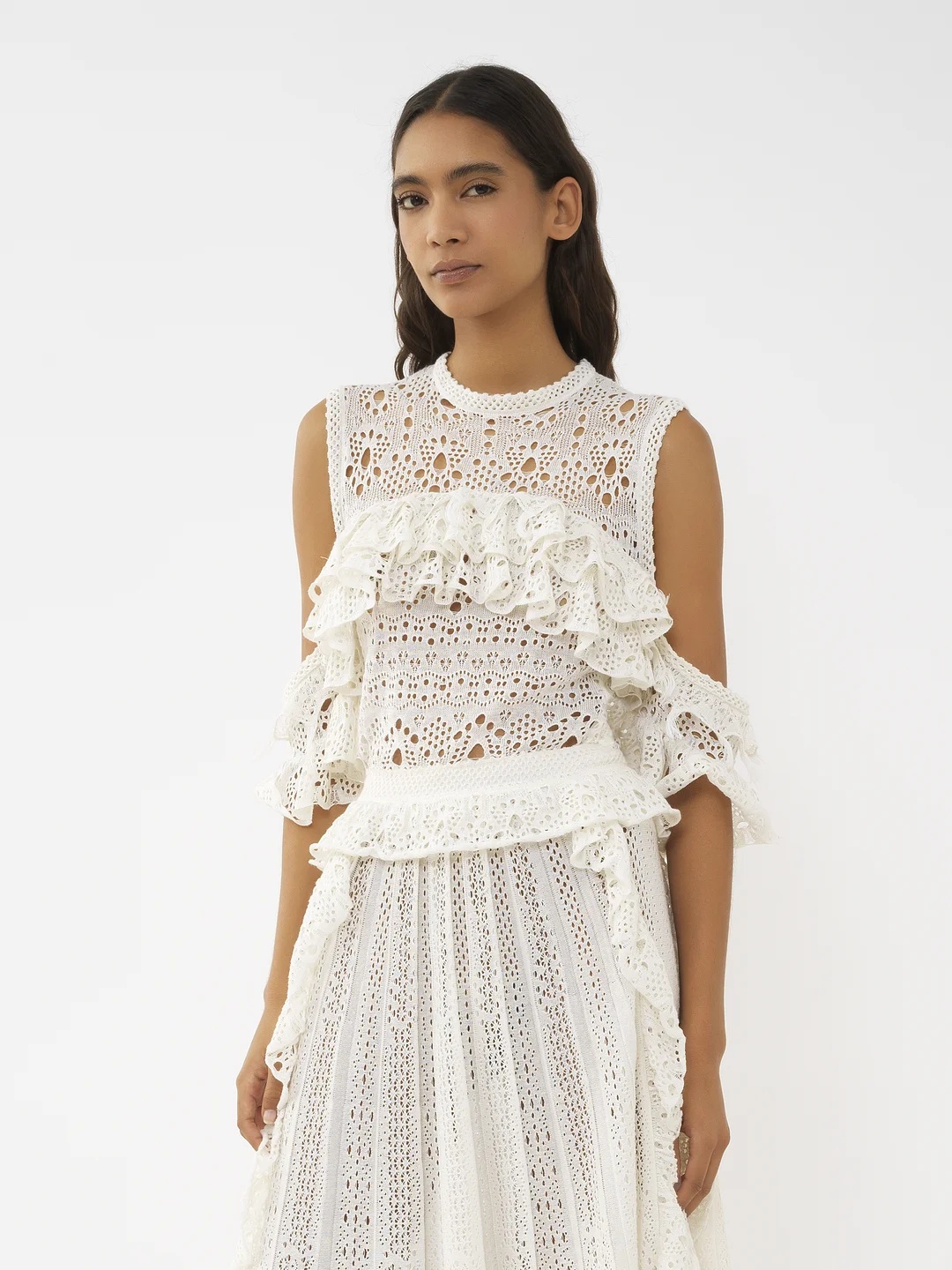 Chloé Women's Crochet Knit Top In White