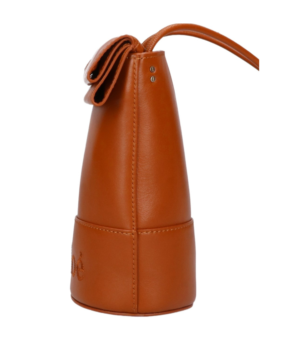 Chloé Embroidered-logo Leather Mini Bag In Brown