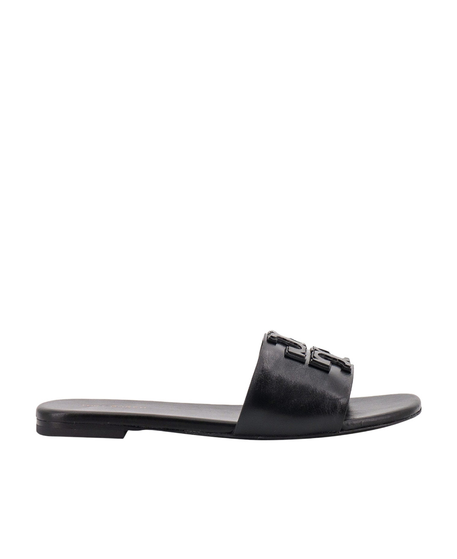 Tory Burch Logo-patch Detail Mules In Black
