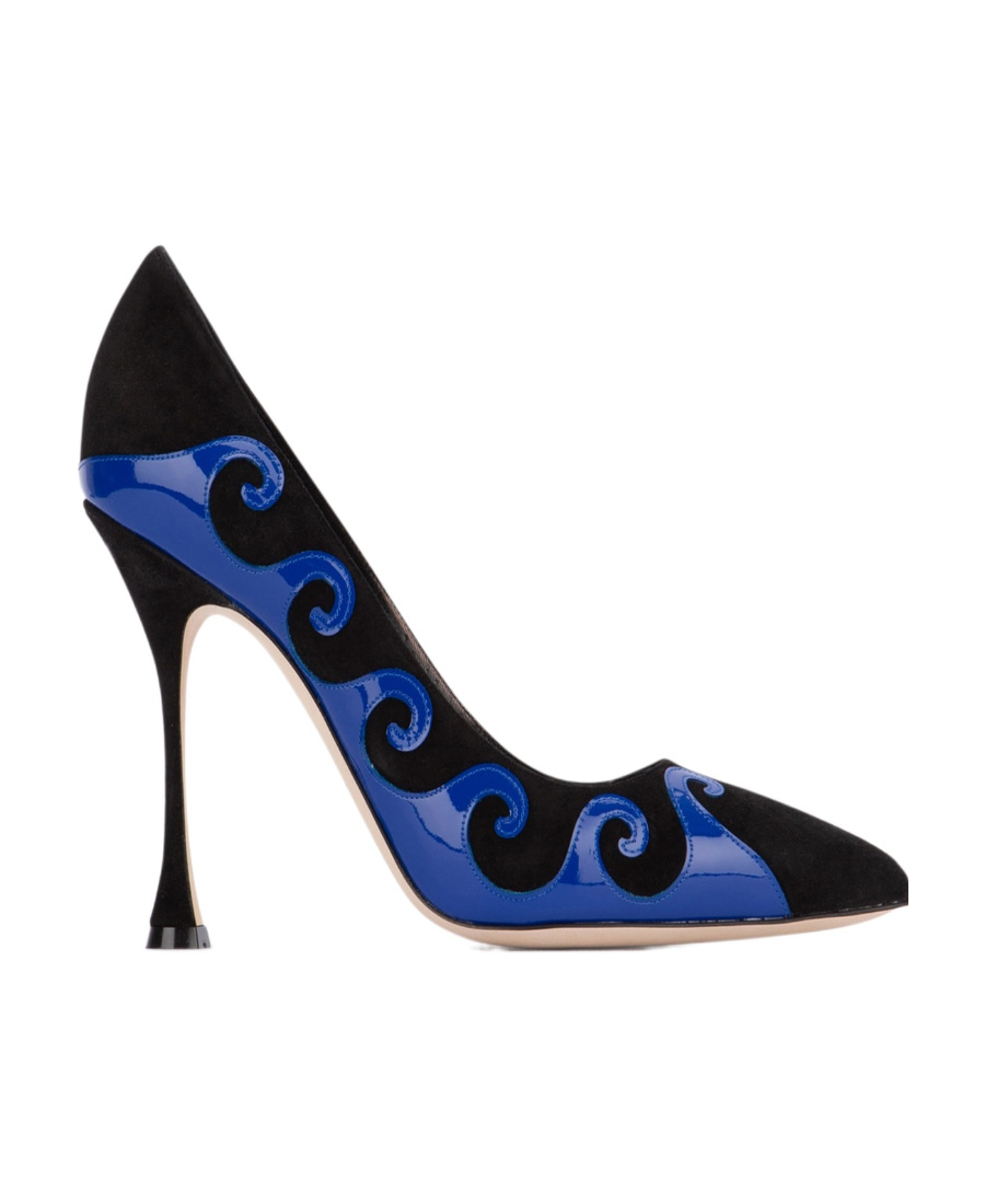 Manolo Blahnik Kasai Suede And Patent Leather Pumps In Black