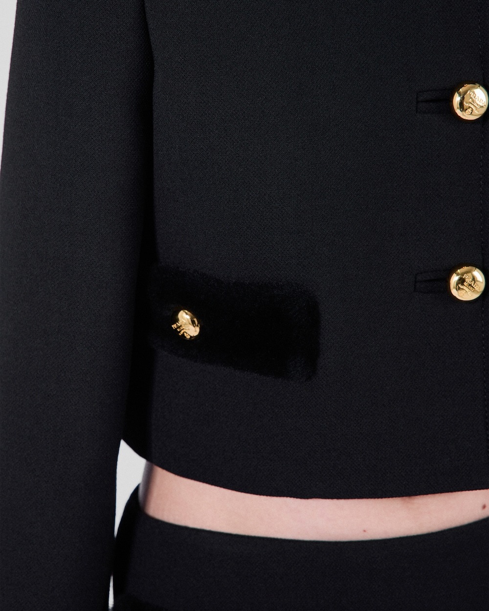 Prada Womens Black Natté Single-breasted Cropped Wool Jacket In Black