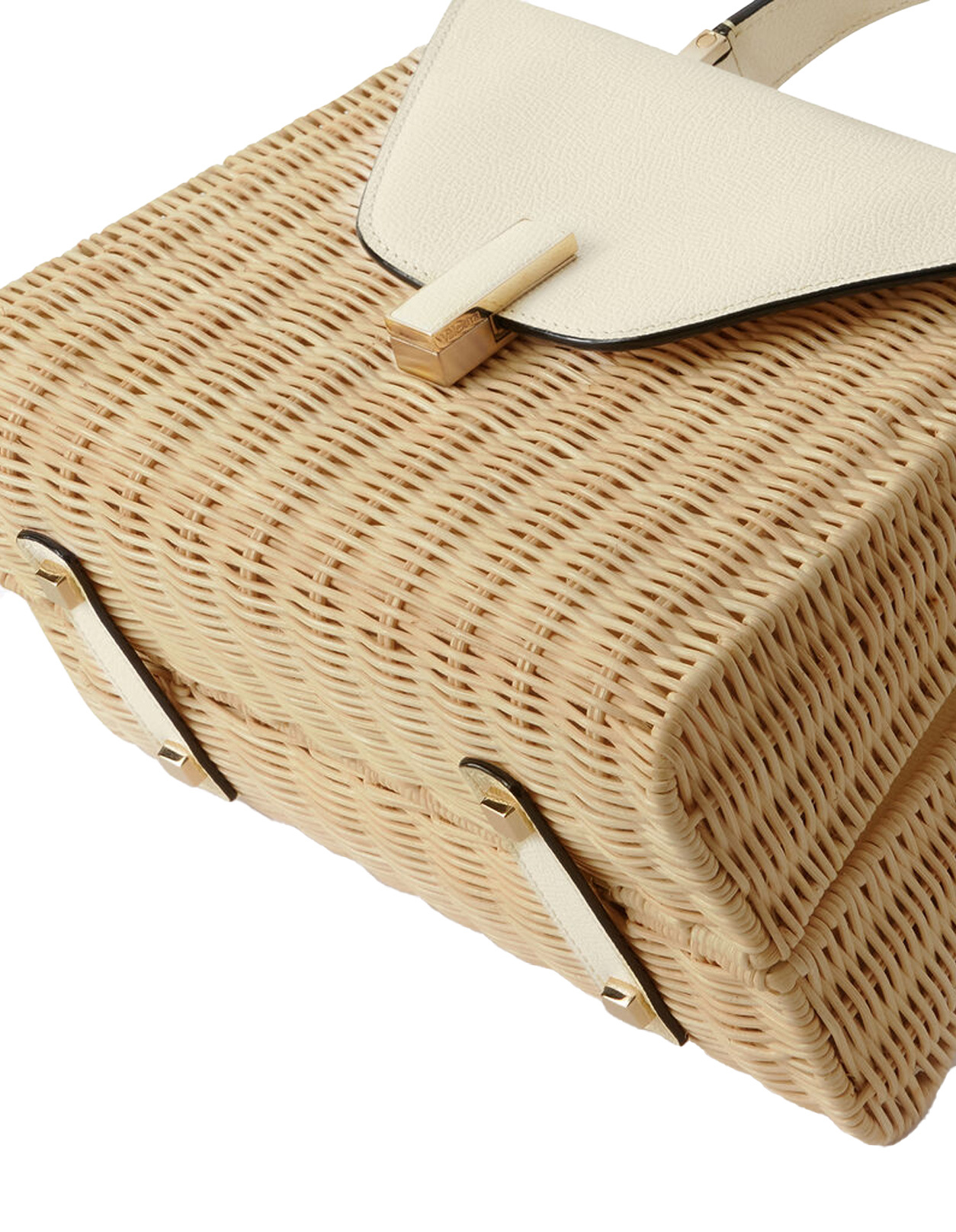 Valextra Iside Wicker Top Handle Medium Bag In Brown