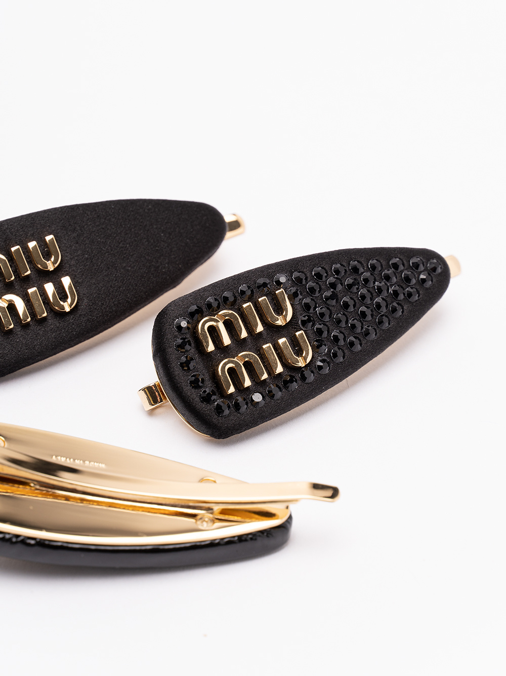 Miu Miu Logo Hairpin Three-piece Set In Black