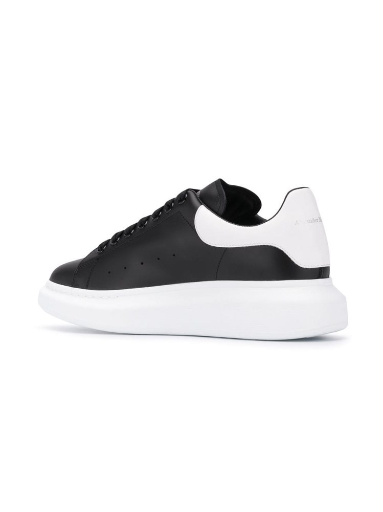 Alexander Mcqueen Black Low Top Sneakers With Logo Lettering On The Tongue In Leather Man