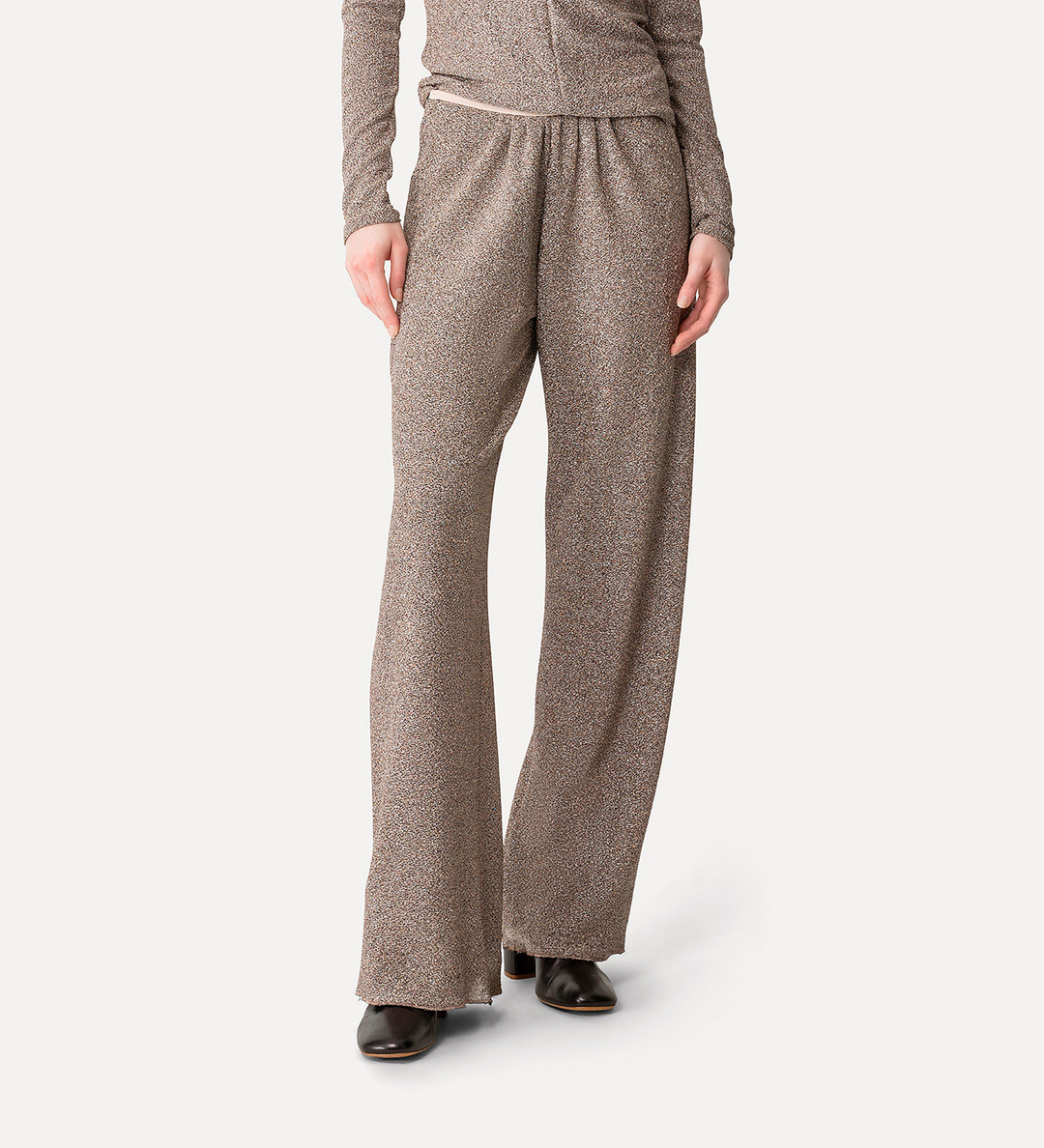 Forte Forte Women Lurex Wide-leg Trousers In Brown