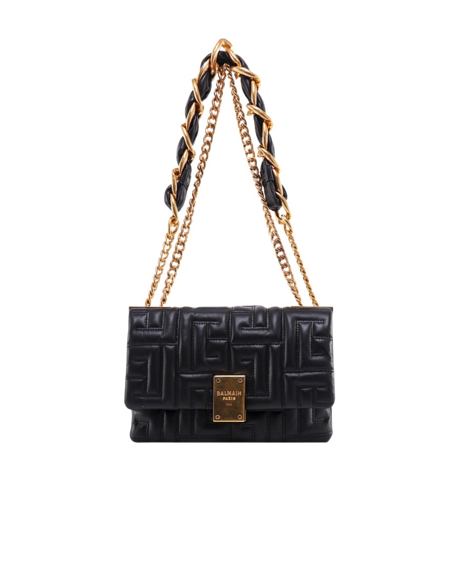Balmain 1945 Soft Small Bag In Quilted Leather In Black
