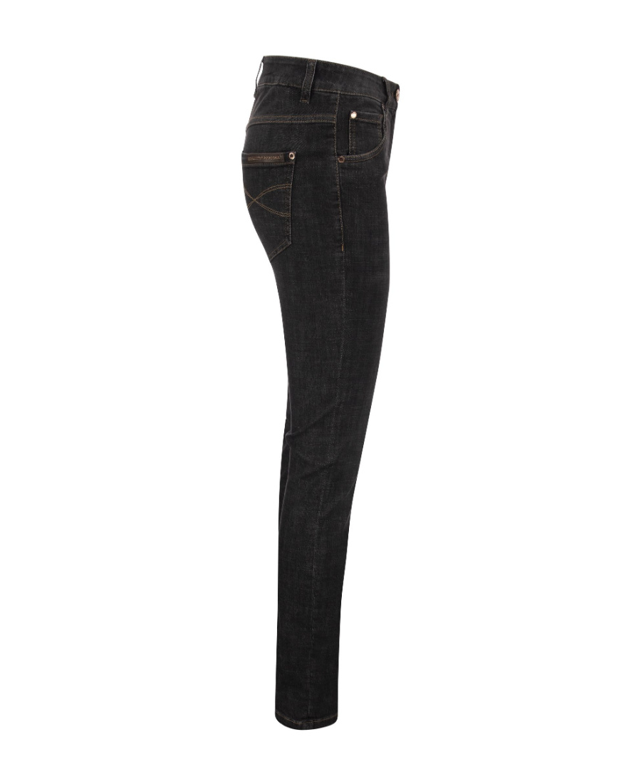 Brunello Cucinelli Slim Pants In Stretch Denim With Shiny Leather Tab In Black