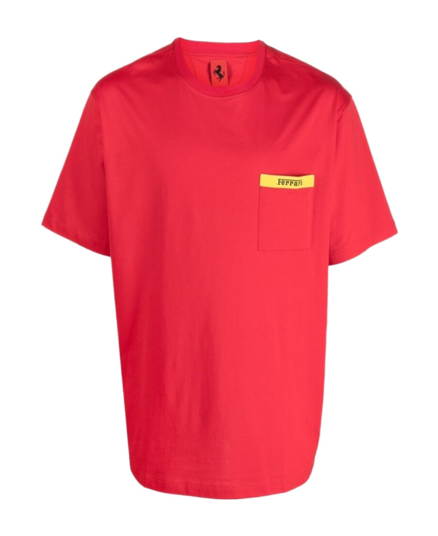 Ferrari Logo-print Crew-neck T-shirt In Red