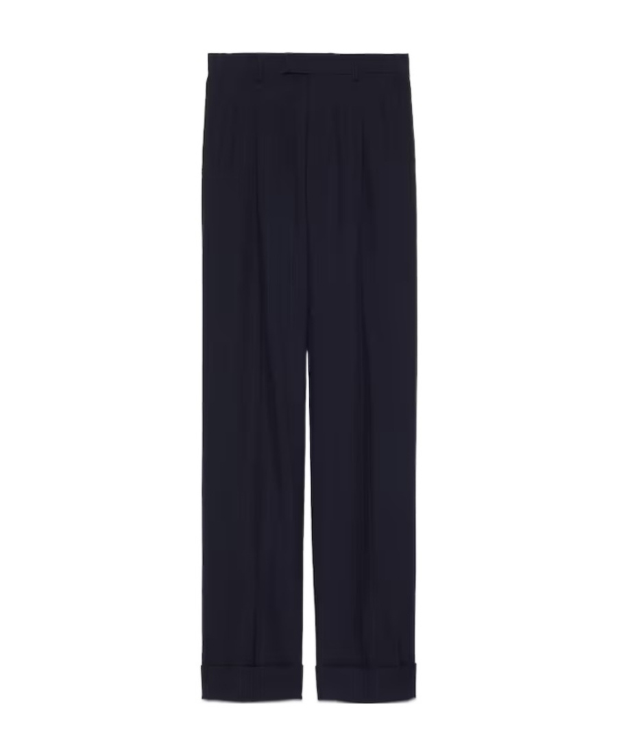 Gucci Double G Pressed-crease Tailored Trousers In Black