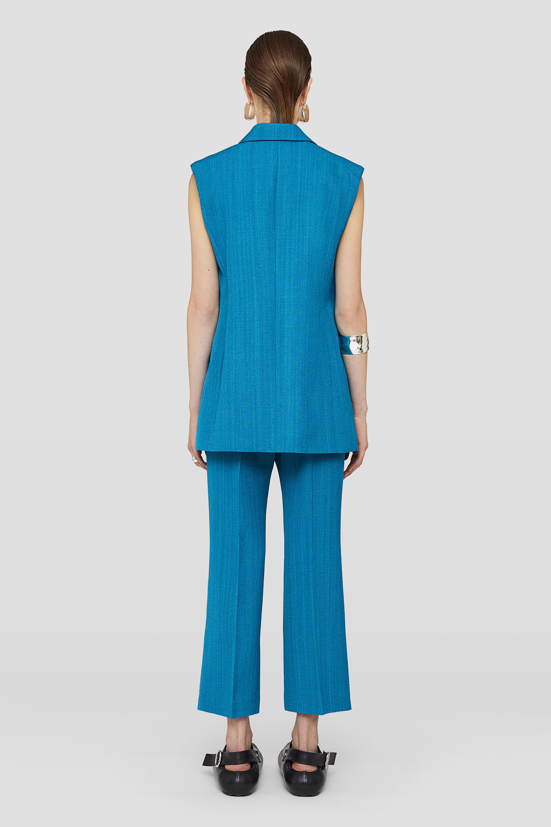 Jil Sander Sleeveless Belted Blazer In Blue