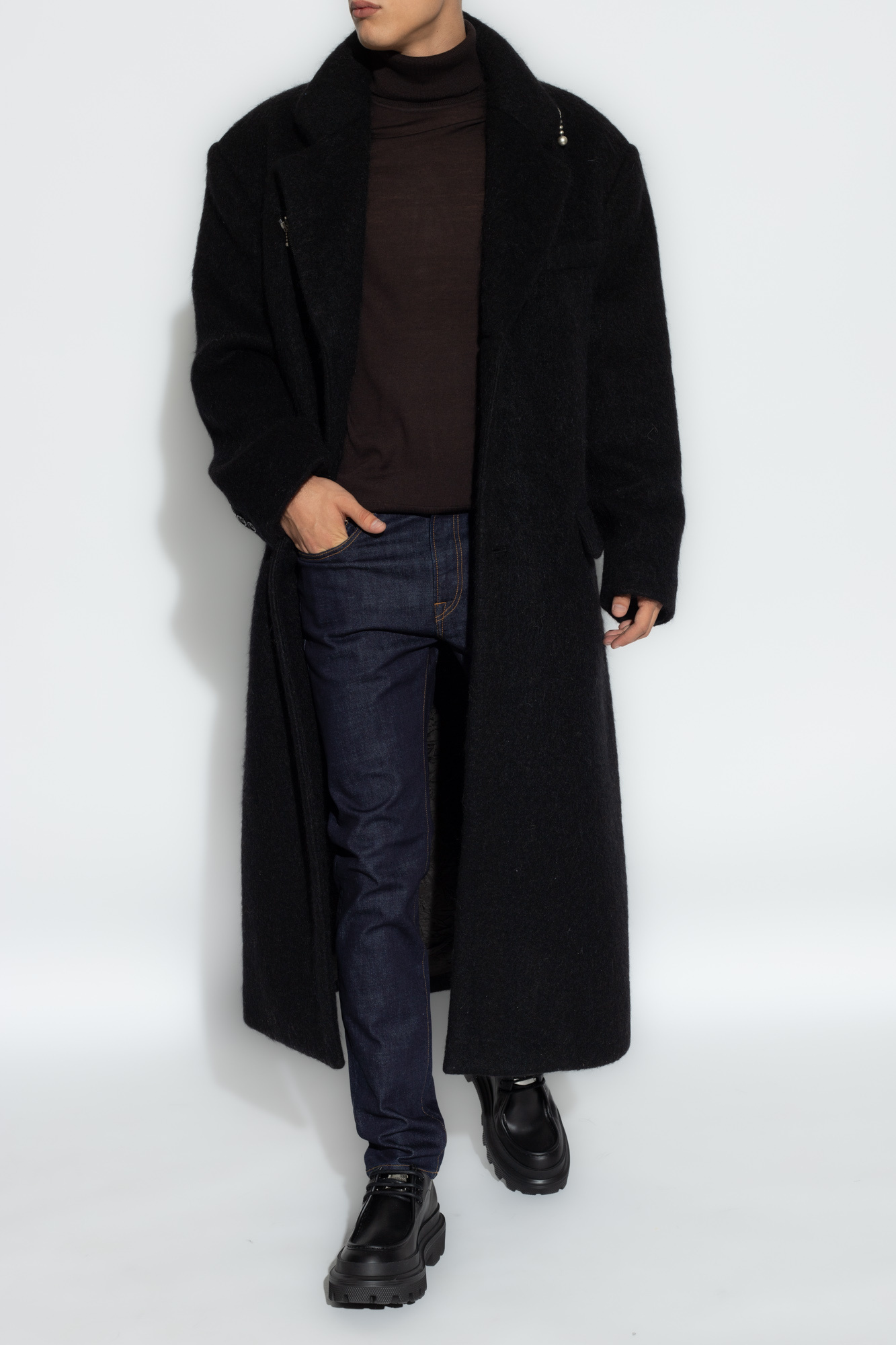 Ps By Paul Smith Contrast-stitching Dark-wash Jeans In Black
