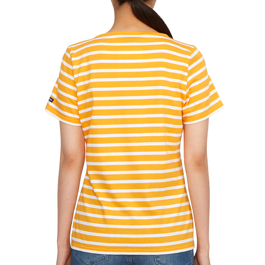 Saint James Round-neck Striped T-shirt In Orange