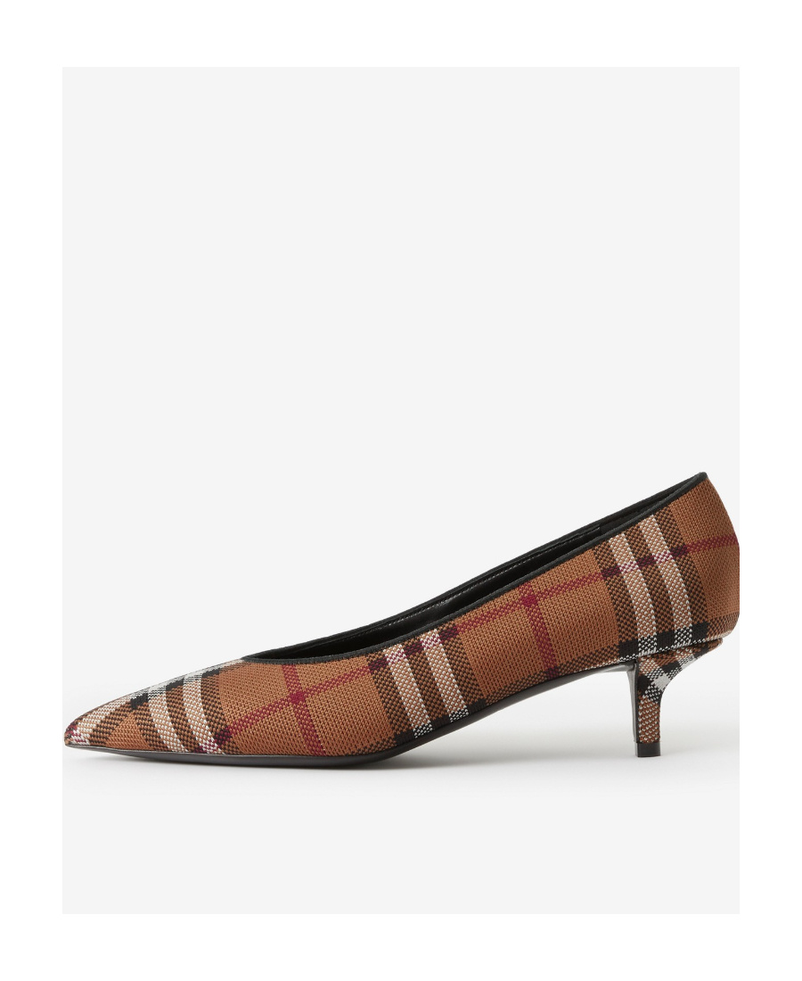 Burberry Checkered Pointed High Heels In Brown