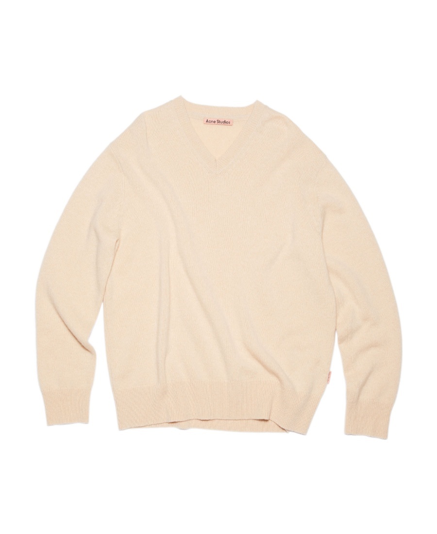 Acne Studios Ribbed-knit V-neck Sweater In Nude