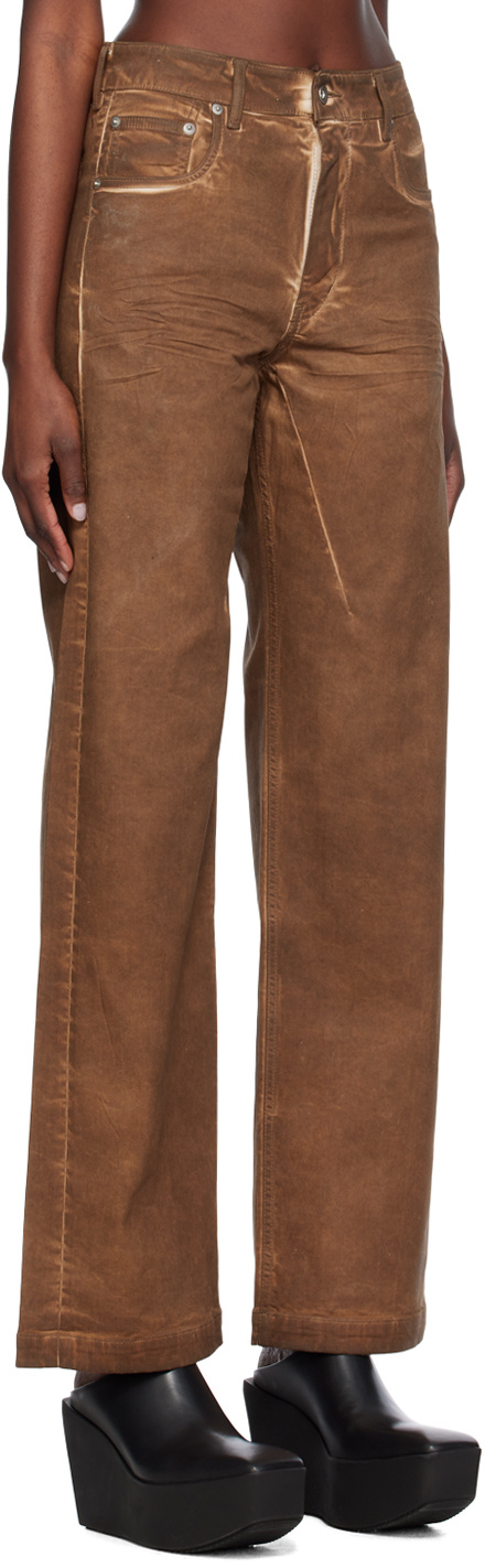 Rick Owens Drkshdw Logo Denim Trousers In Brown