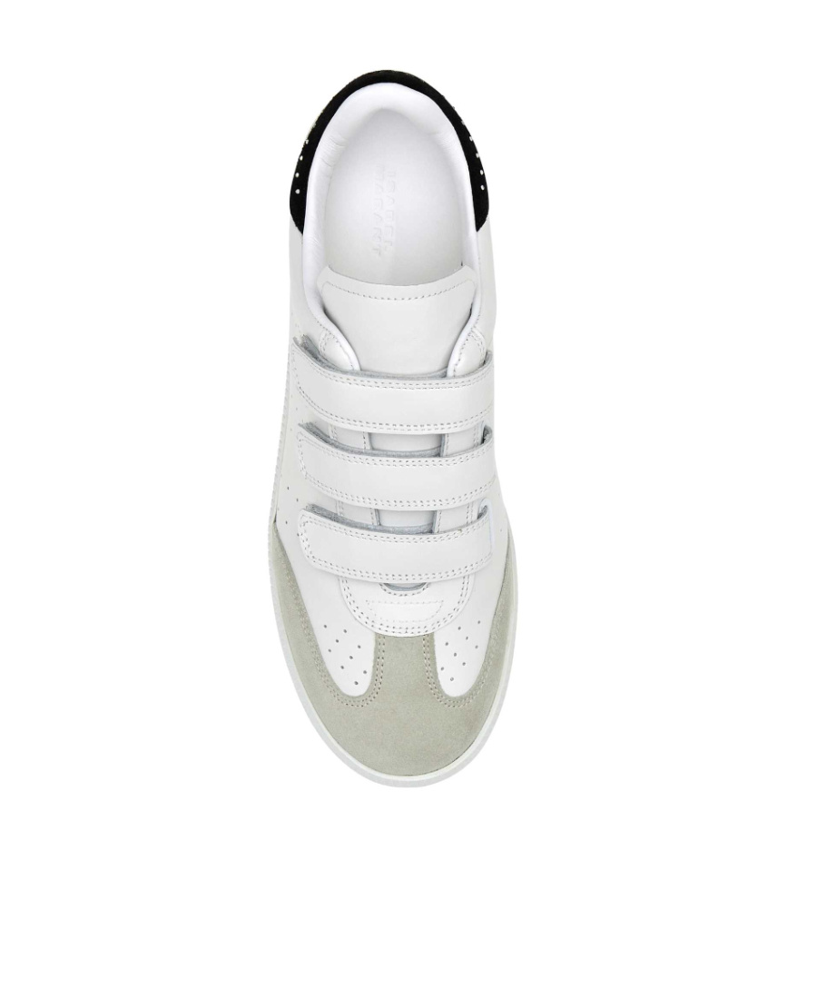 Isabel Marant Beth Crystal-detailed Perforated Suede-trimmed Leather Sneakers In White