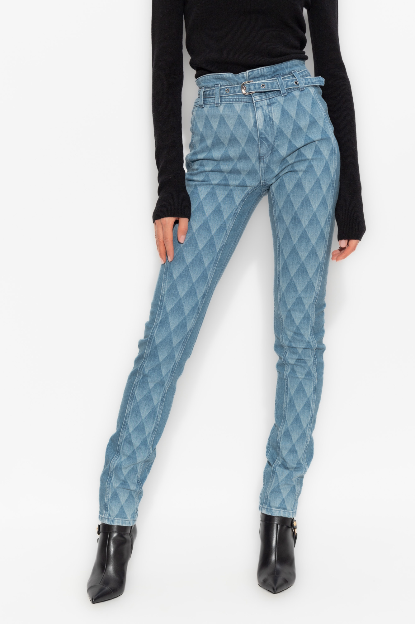 BALMAIN GEOMETRIC-PRINT SKINNY JEANS