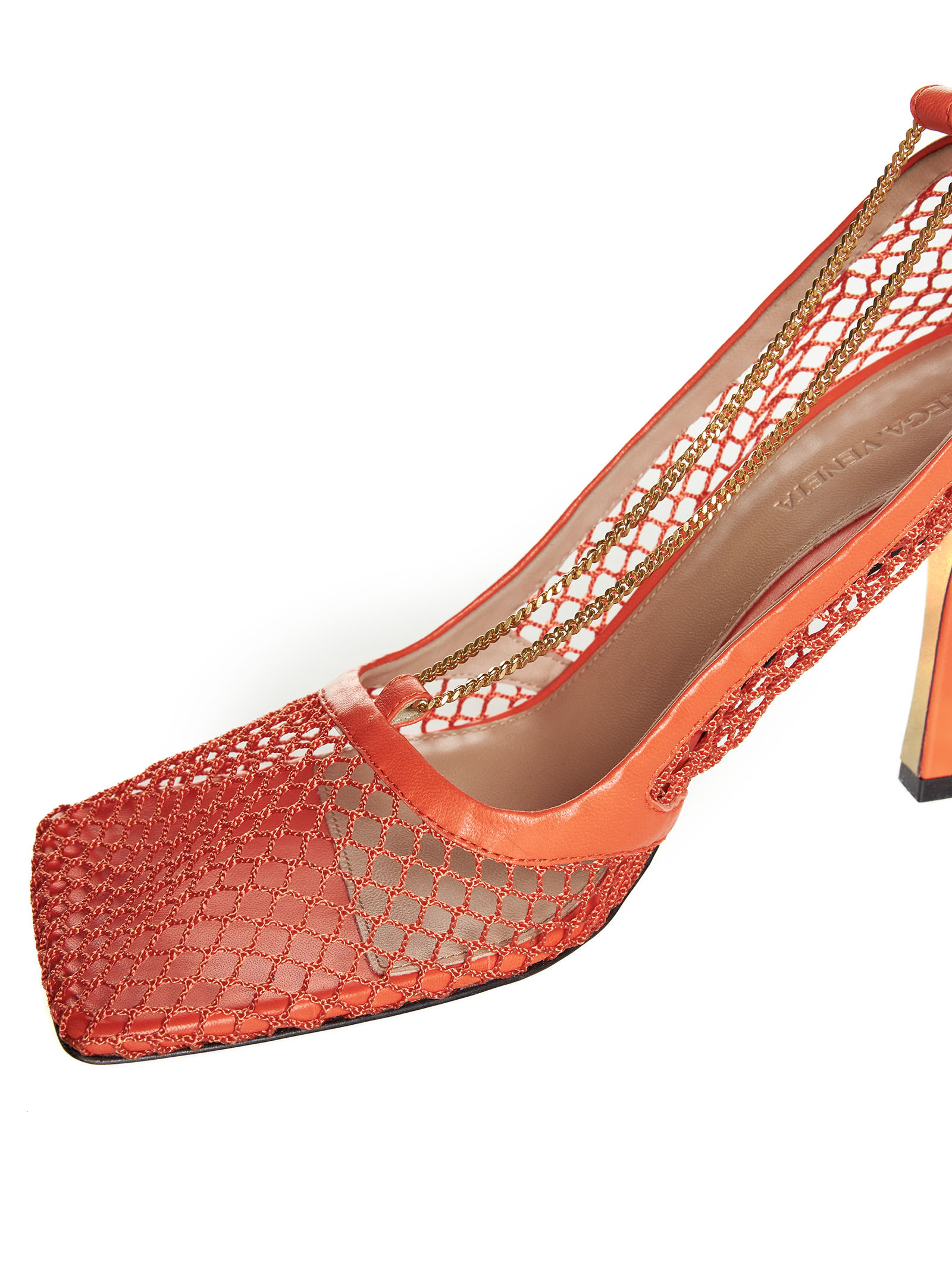 Bottega Veneta Orange Mesh Stretch Pumps In Multicolor