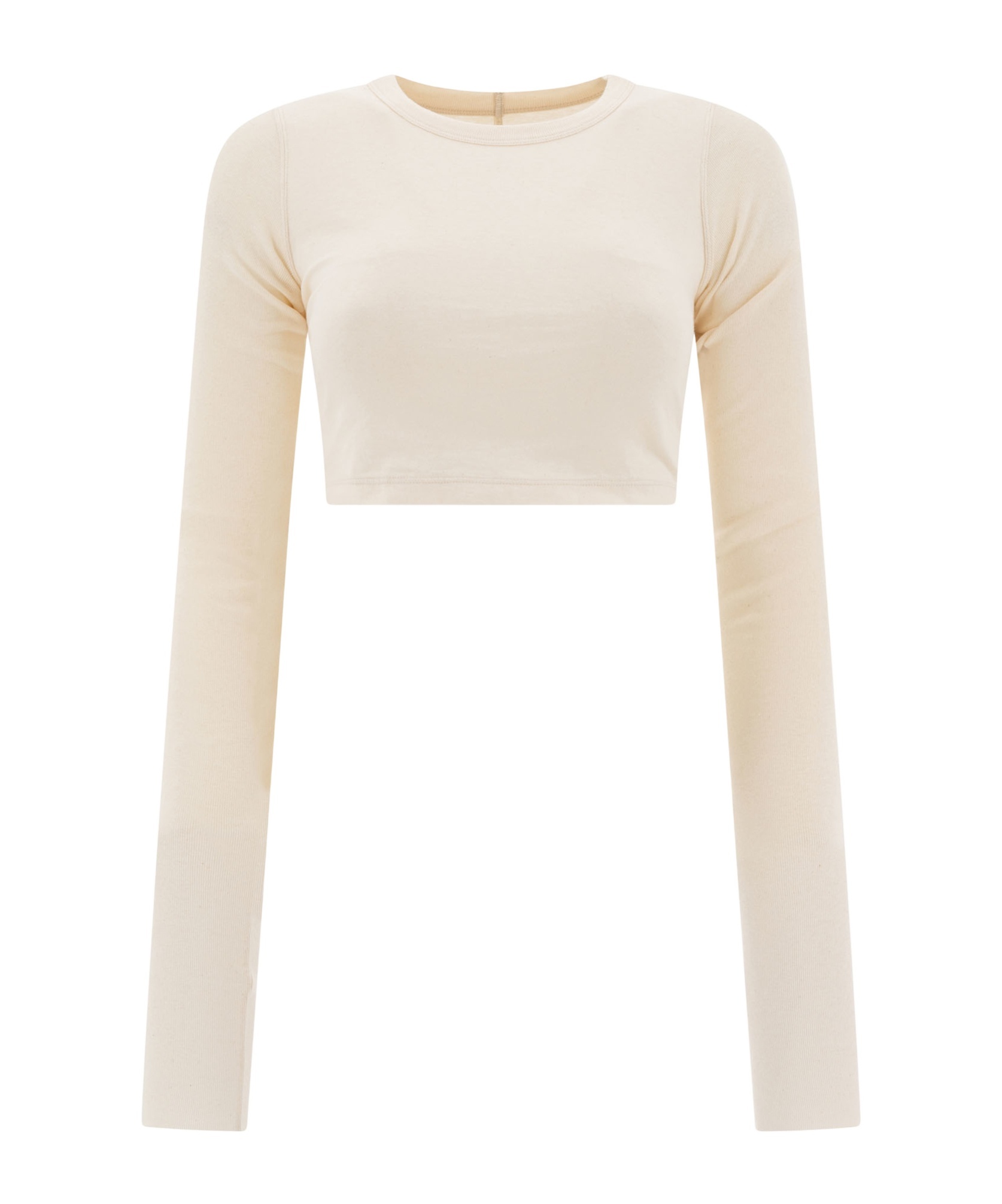 Rick Owens Ls Crop T T-shirt Beige In Nude