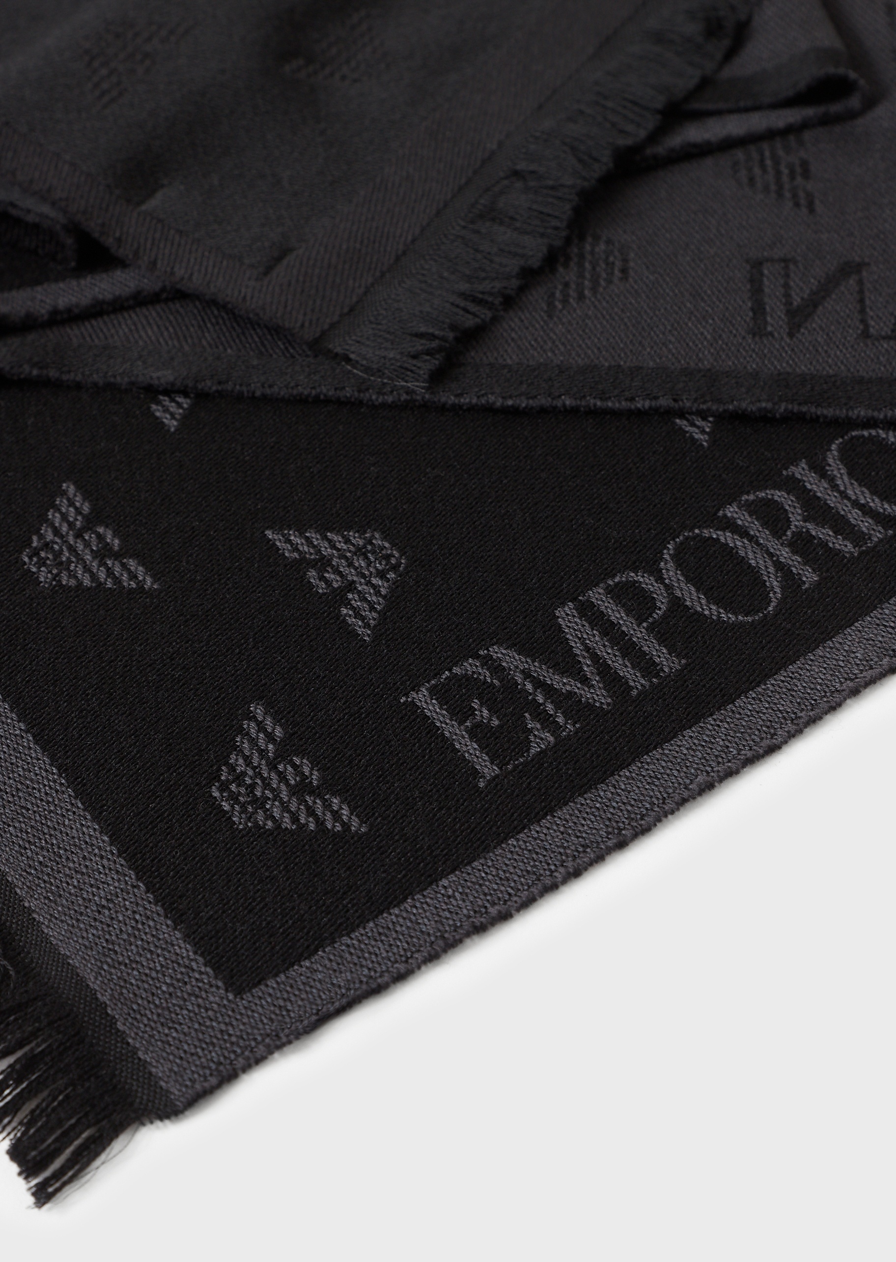 Emporio Armani Logo Embroidered Knit Scarf In Black