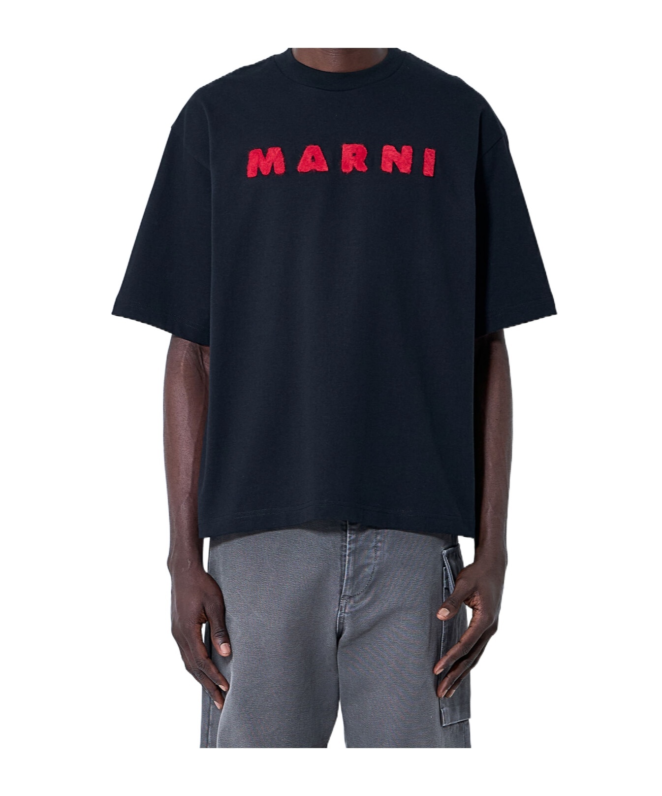 Shop Marni Logo-embroidered T-shirt In Black