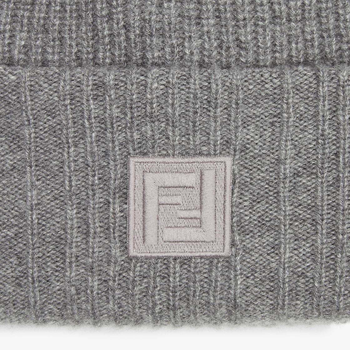 Fendi Hem Knitted Hat In Gray